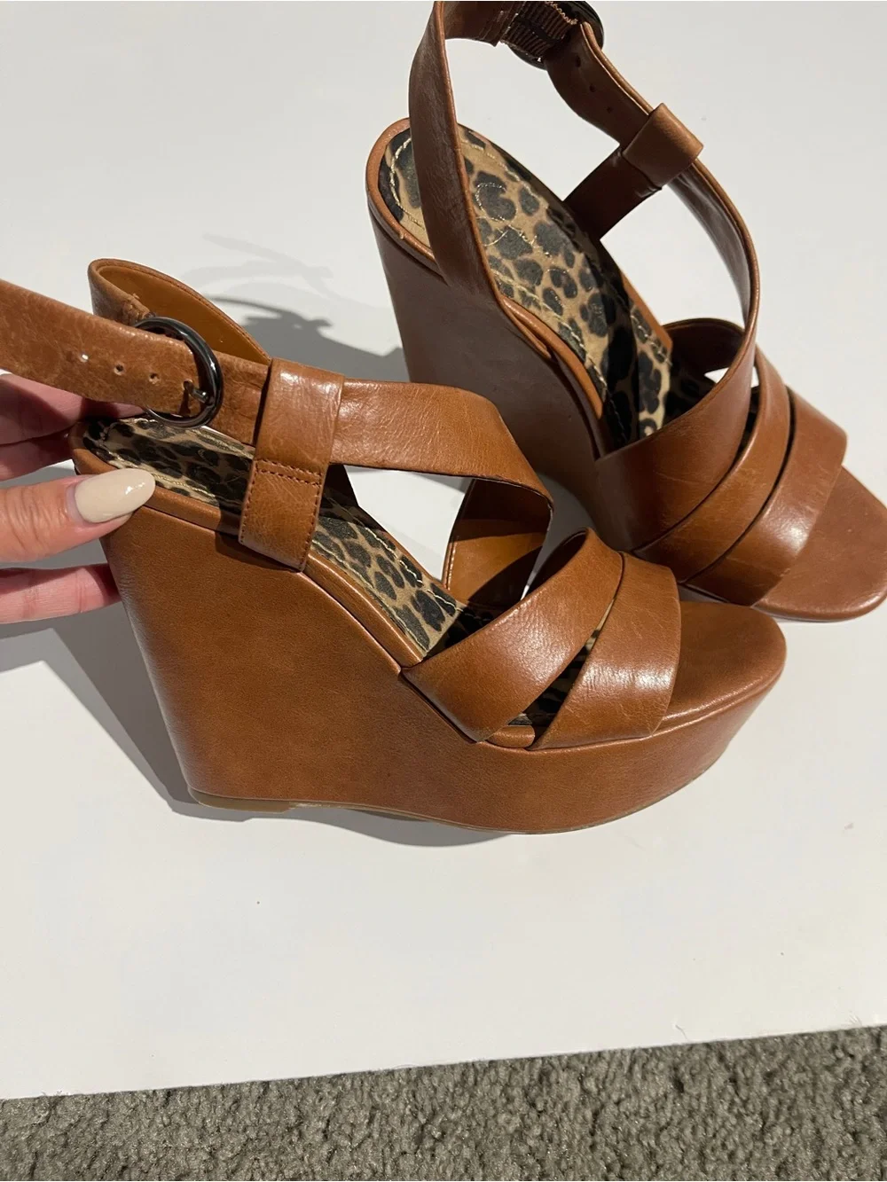 Jessica Simpson Brown Strappy Wedge Sandals